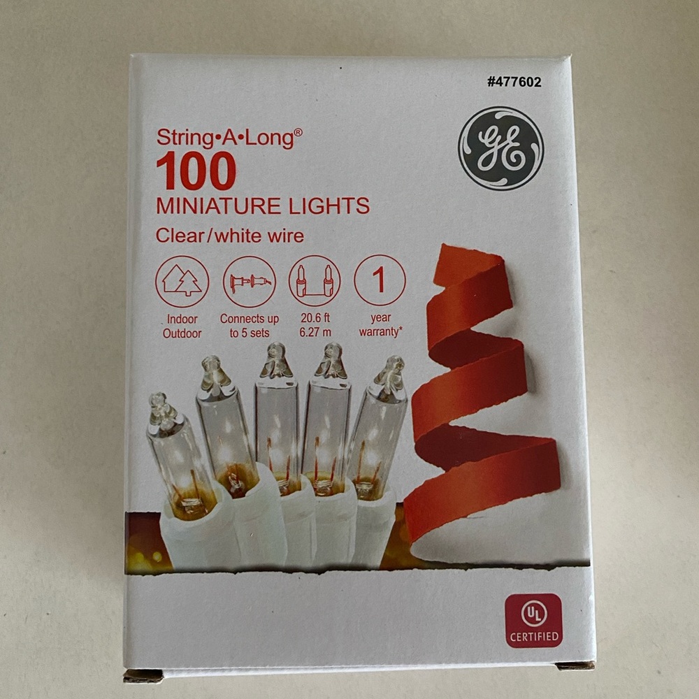 100ct Clear Christmas Lights on White Wire Incandescent